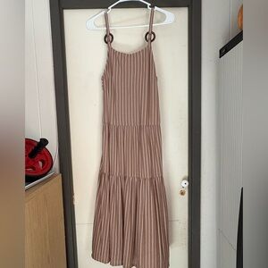 Speechless Brown Striped Backless Maxi Dress